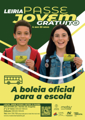 Passe gratuito para jovens entre os 4 e os 23 anos